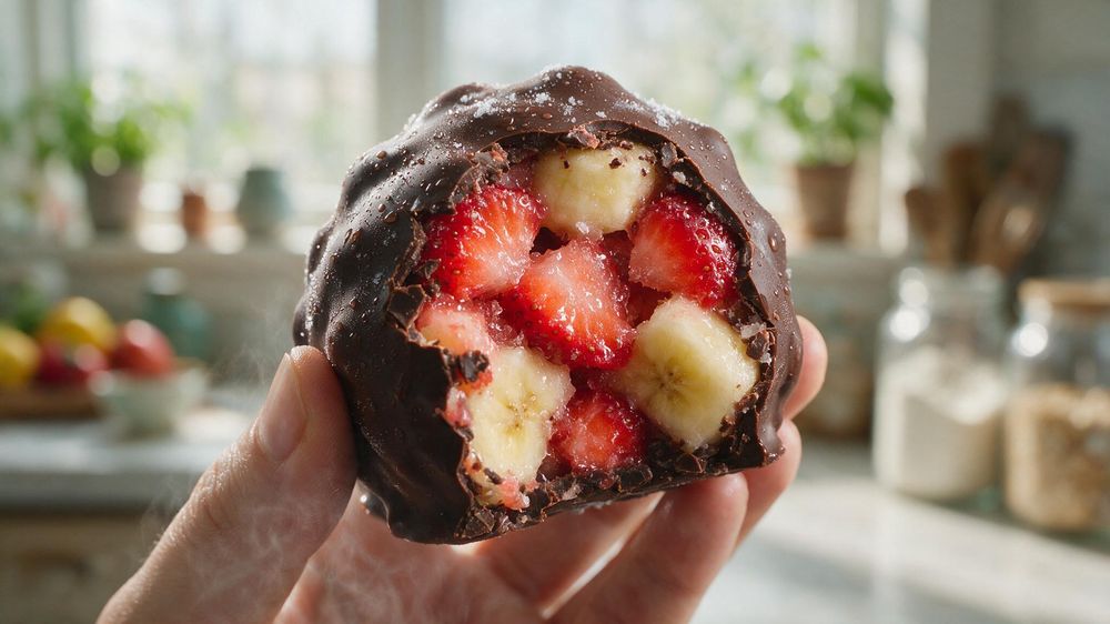 Frozen de fruta com chocolate
